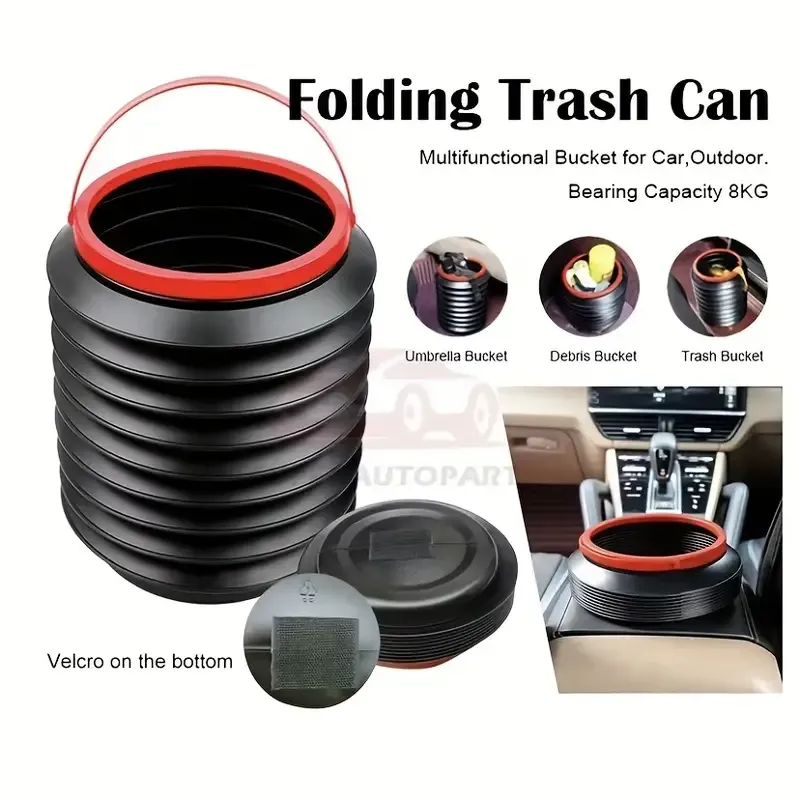 Portable Car Trash Bin: Foldable Outdoor Fishing Bucket Trash Can